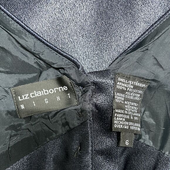 VINTAGE LIZ CLAIBORNE NIGHT Dress Women 6 Blue Sleeveless Pleated Sheath 2550 - Picture 5 of 8